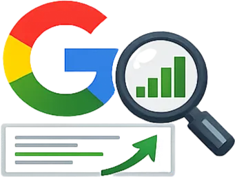 Icon für SEO und Google Ads zur Verbesserung der Sichtbarkeit in Suchmaschinen